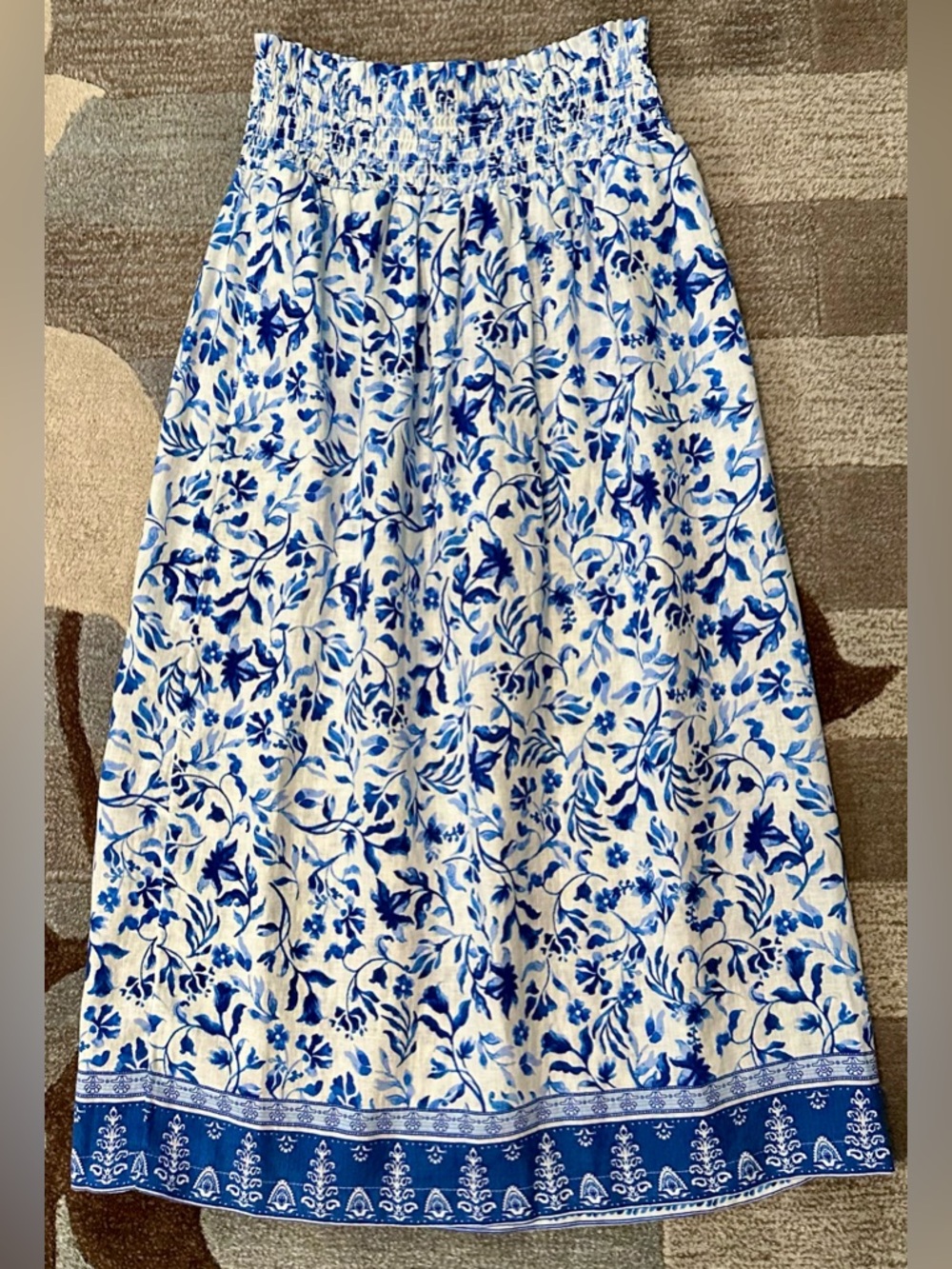 NWT Joie 100% Linen Midi Skirt & Cropped Tank Top Set in Blue/White Bora Print - Picture 6 of 12